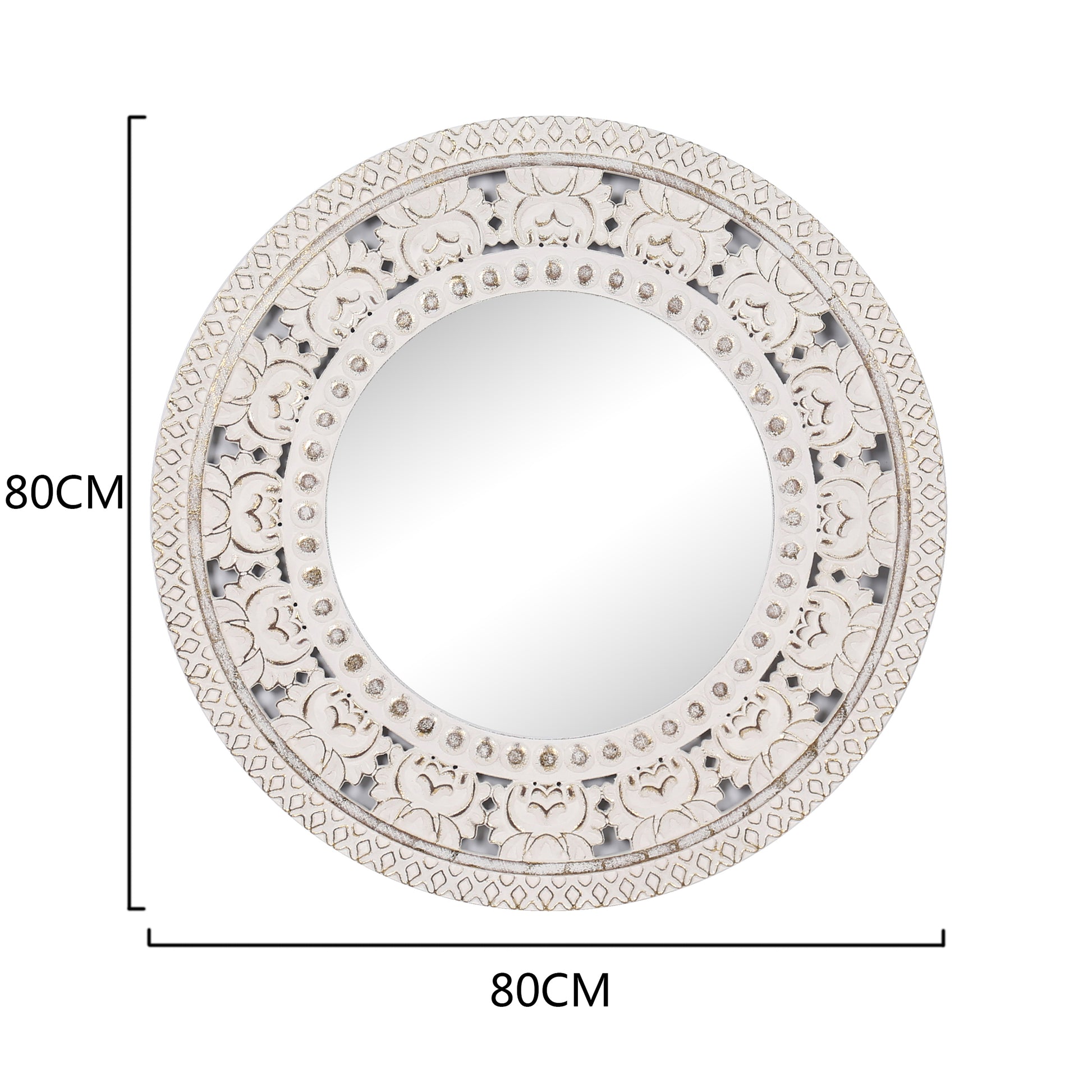 Ornate Carved Bold Frame Wall Mirror 80cm - Image 3
