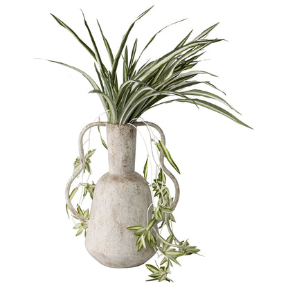 Artisan Aged Vase w Abstract Handles 33cm
