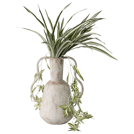 Artisan Aged Vase w Abstract Handles 33cm
