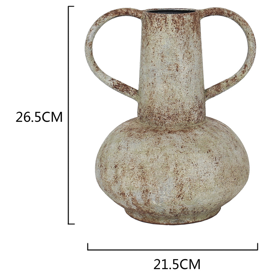 Artisan Aged Vase w Wide Base & Handles 26cm - Image 2