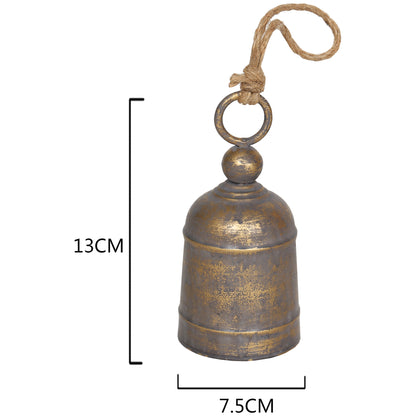 Distressed Gold Decorative Bell w Rope Handle 13cm - Image 2