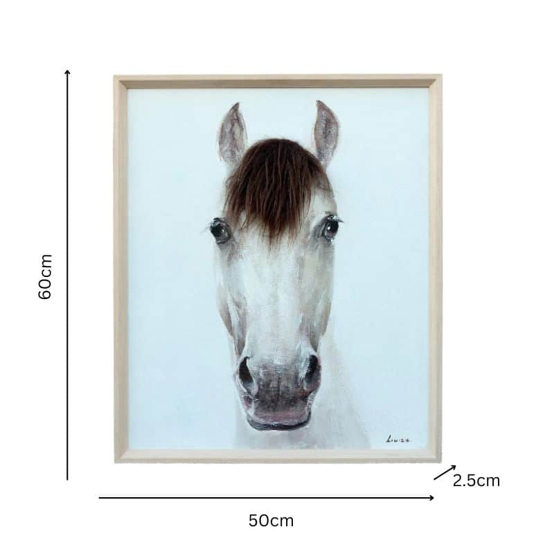 Horse Mugshot w Artificial Hair Framed Canvas Wall Art 60cm - Image 5