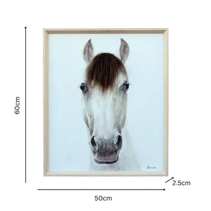 Horse Mugshot w Artificial Hair Framed Canvas Wall Art 60cm - Image 5