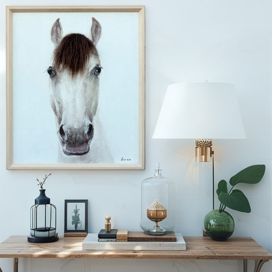 Horse Mugshot w Artificial Hair Framed Canvas Wall Art 60cm - Image 2