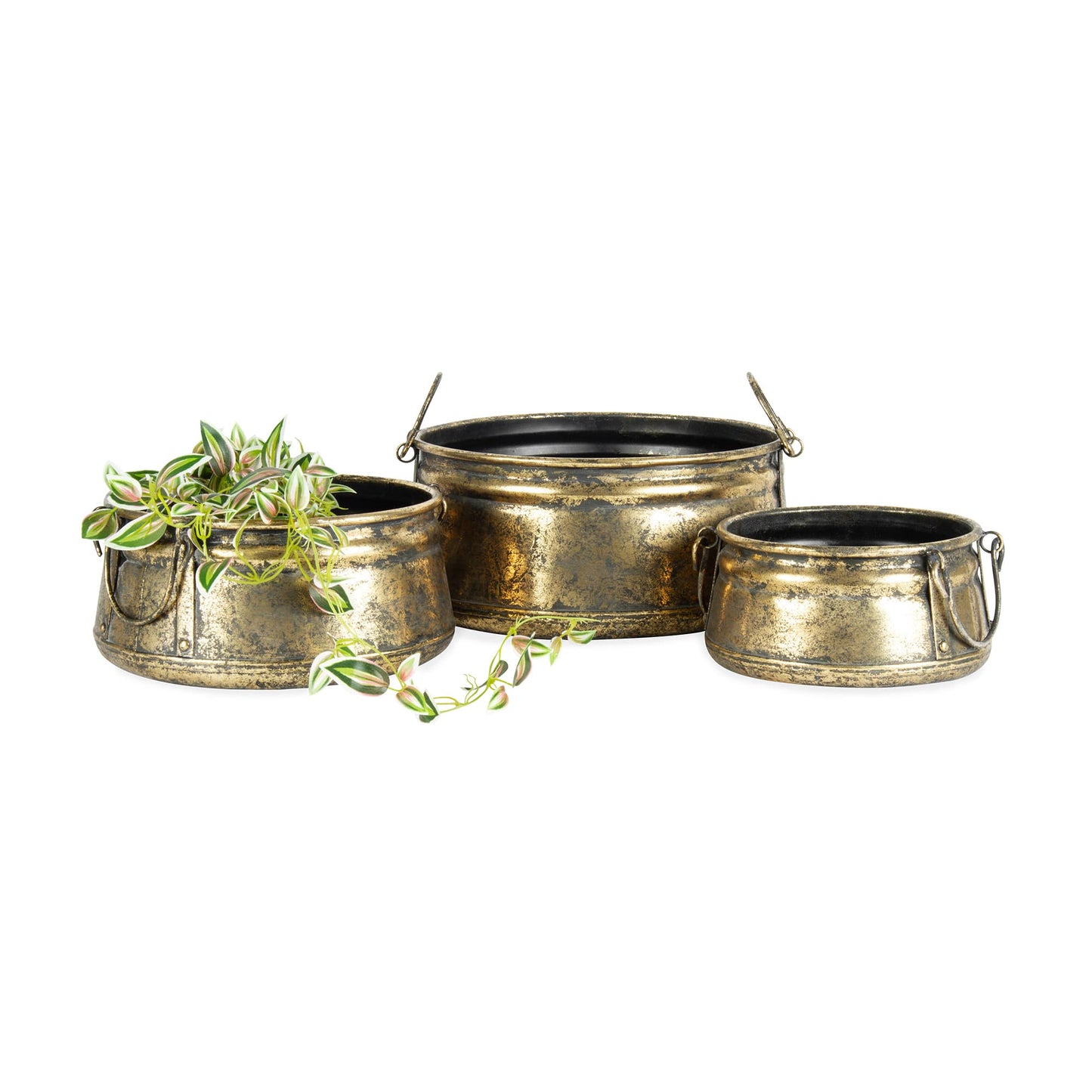 Set 3 Nested Vintage Pots Handles 38x17cm