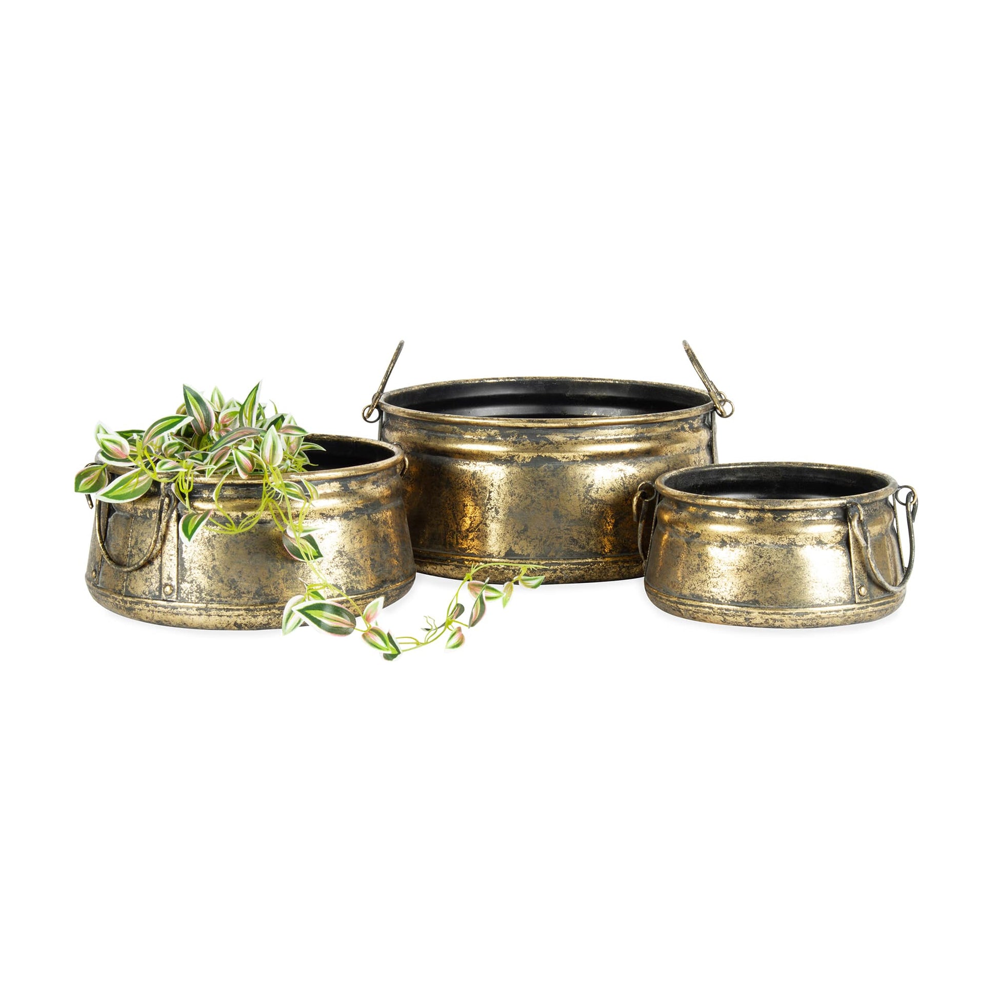 Set 3 Nested Vintage Pots Handles 38x17cm