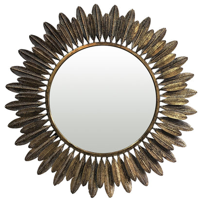Lustre Gold Leaf Round Wall Mirror 65x64cm