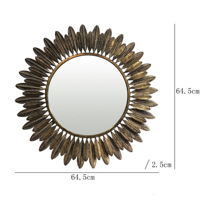 Lustre Gold Leaf Round Wall Mirror 65x64cm - Image 3