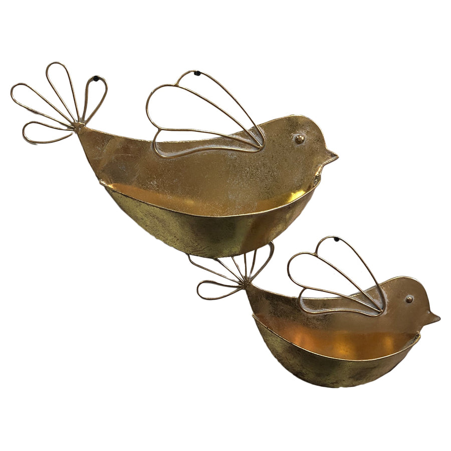 Set 2 Nested Lustre Gold Wall Planters 8x29cm - Image 5