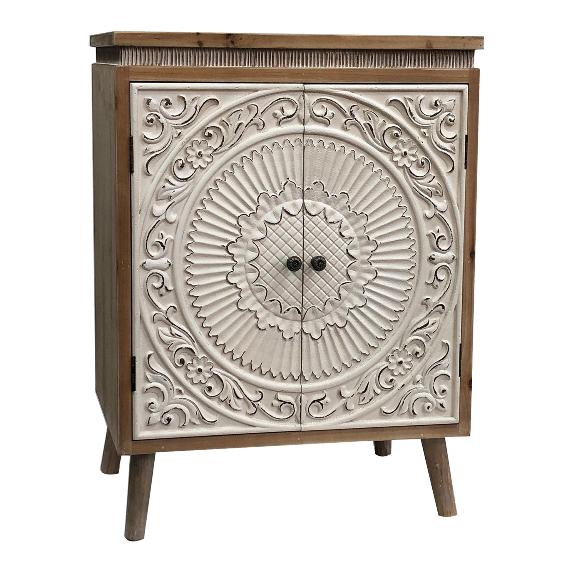Moulded Mandala Double-Door Cabinet 65x87cm