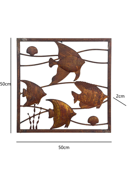 Rust Square School Of Fish Wall Art 50cm - Image 2