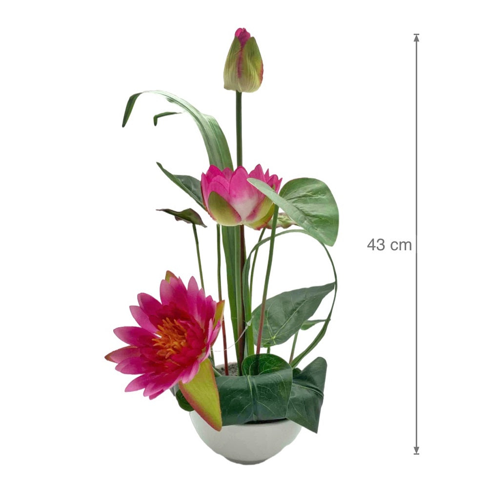 Artificial Lotus w/ Ceramic Base 43cm