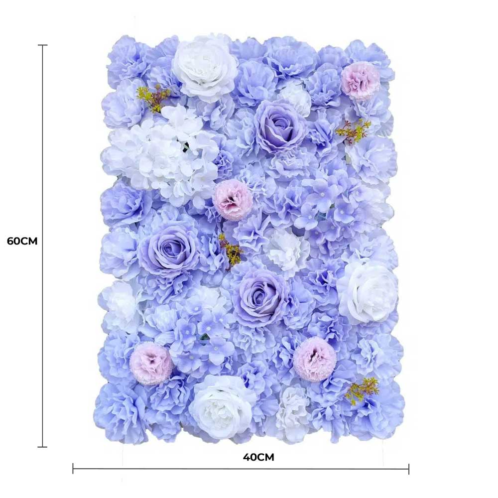 Artificial Flower Wall Backdrop Panel 40cm x 60cm Mixed Lilac Flowers - Image 2