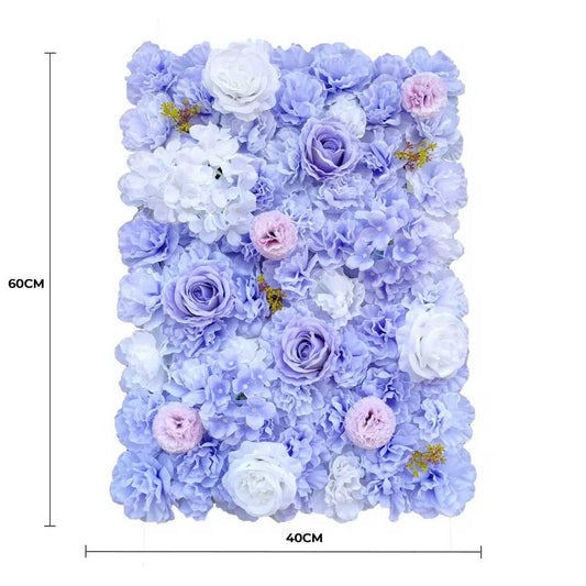 Artificial Flower Wall Backdrop Panel 40cm x 60cm Mixed Lilac Flowers - Image 2