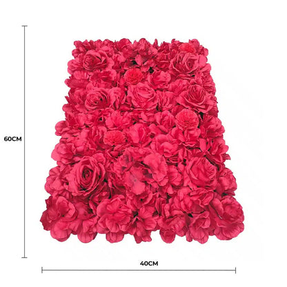 Artificial Flower Wall Backdrop Panel 40cm x 60cm Romantic Red - Image 2