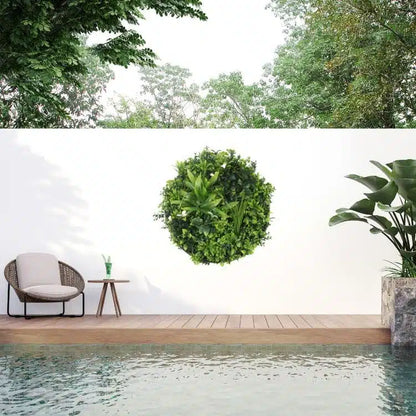Slimline Flowering White Artificial Green Wall Disc UV Resistant 100cm (Black Frame) - Image 3