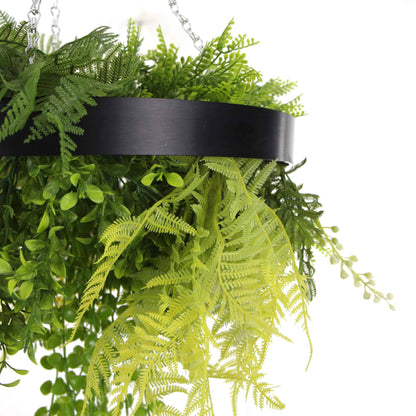 Black Framed Roof Hanging Disc with Draping Life-like Plants 40cm - Image 4