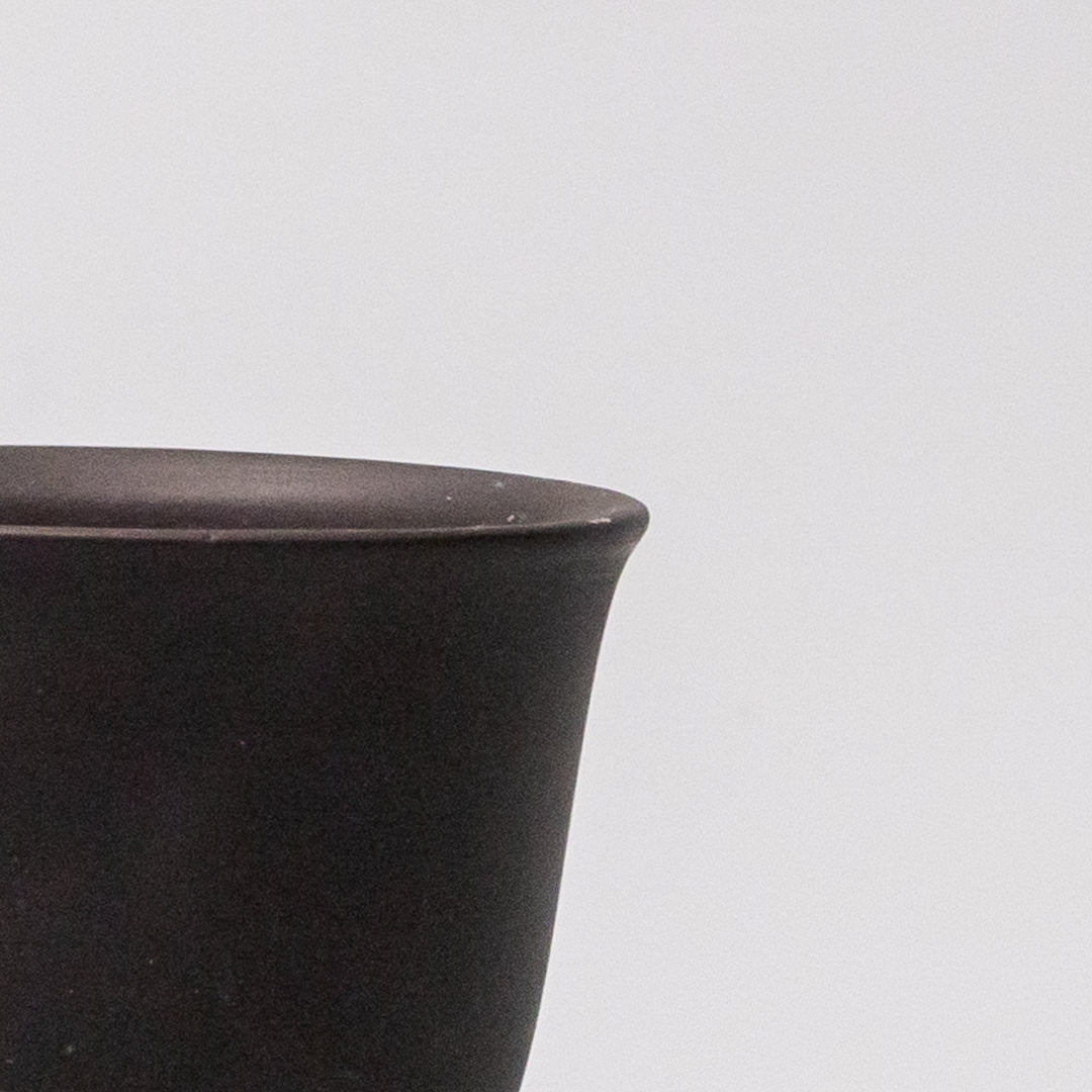 Sake and Tea Cup 6cm Black Matte Flared Glaze - Image 2