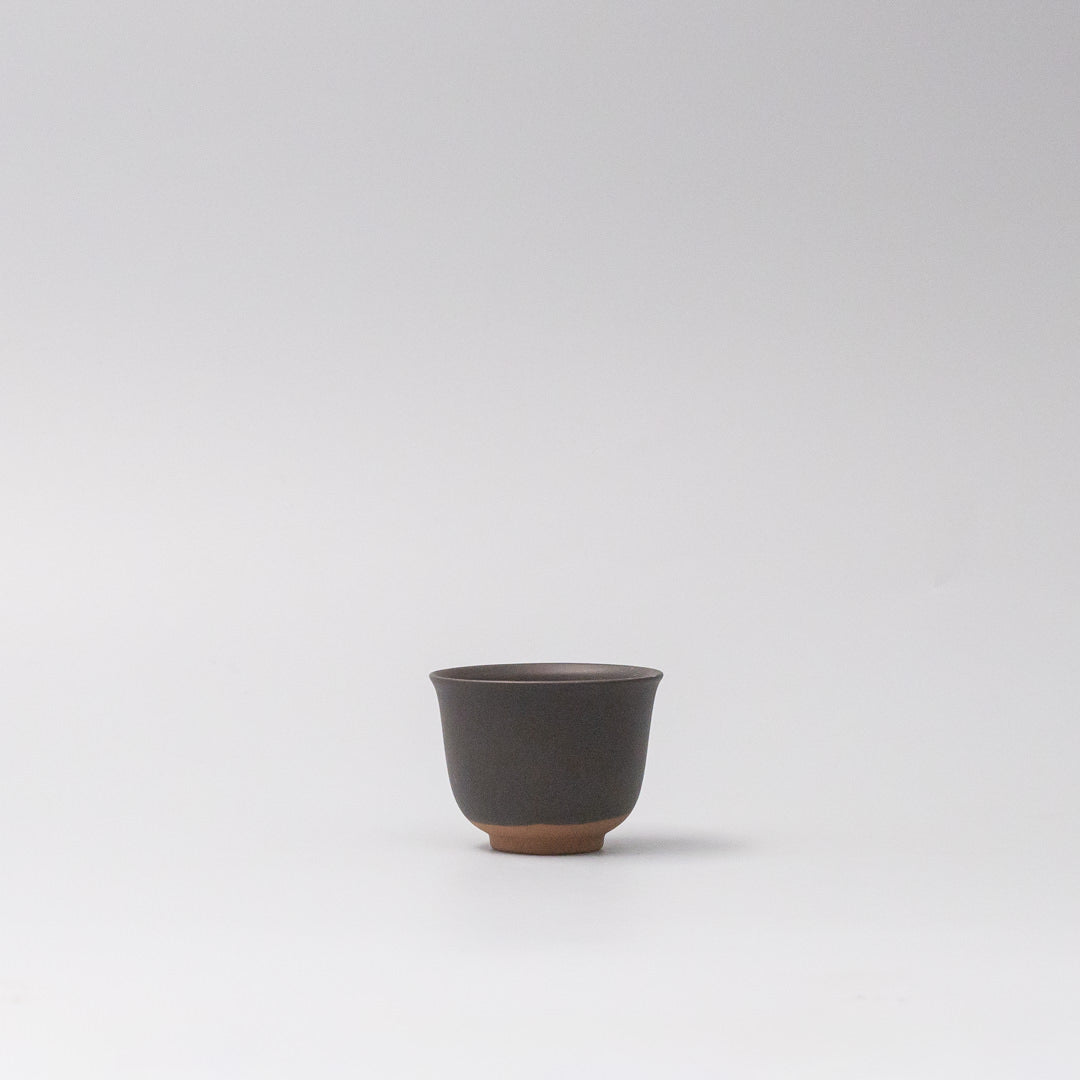 Sake and Tea Cup 6cm Black Matte Flared Glaze - Image 4