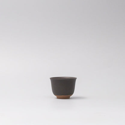 Sake and Tea Cup 6cm Black Matte Flared Glaze - Image 4