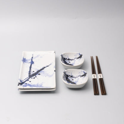 Sushi Set for two with Chopsticks Blue Splash Blaze - Image 2