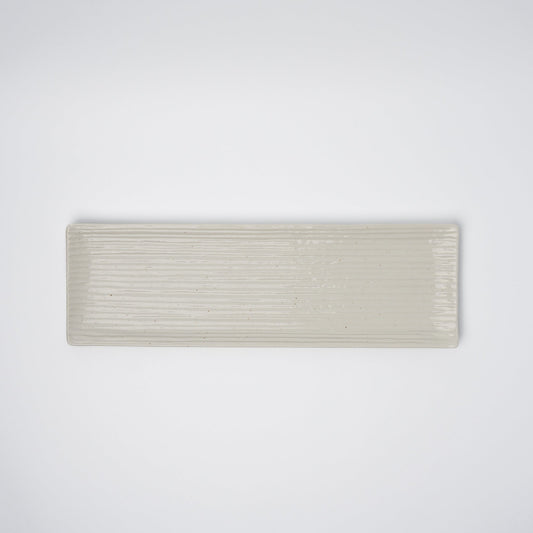 Sashimi Plate 33.2cm White Contour Glaze - Image 2