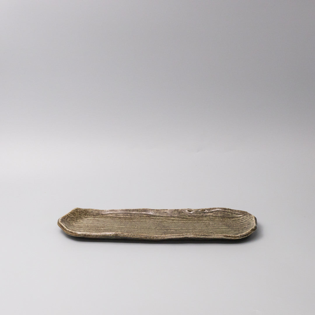 Plate Sashimi Organic Shape 13cm Sage Glaze - Image 3