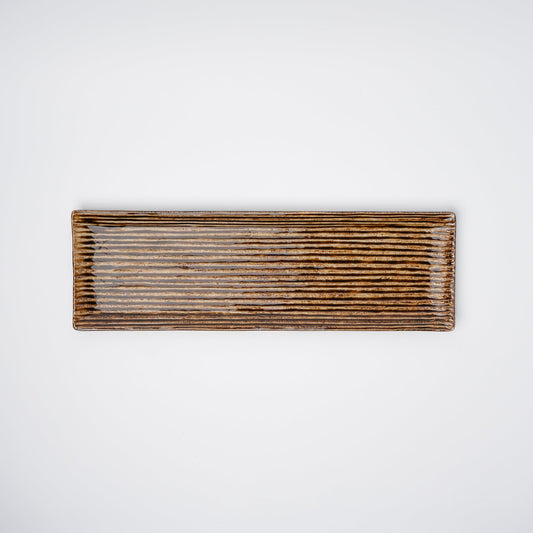 Sashimi Plate 33.2cm Amber Contour Glaze - Image 2