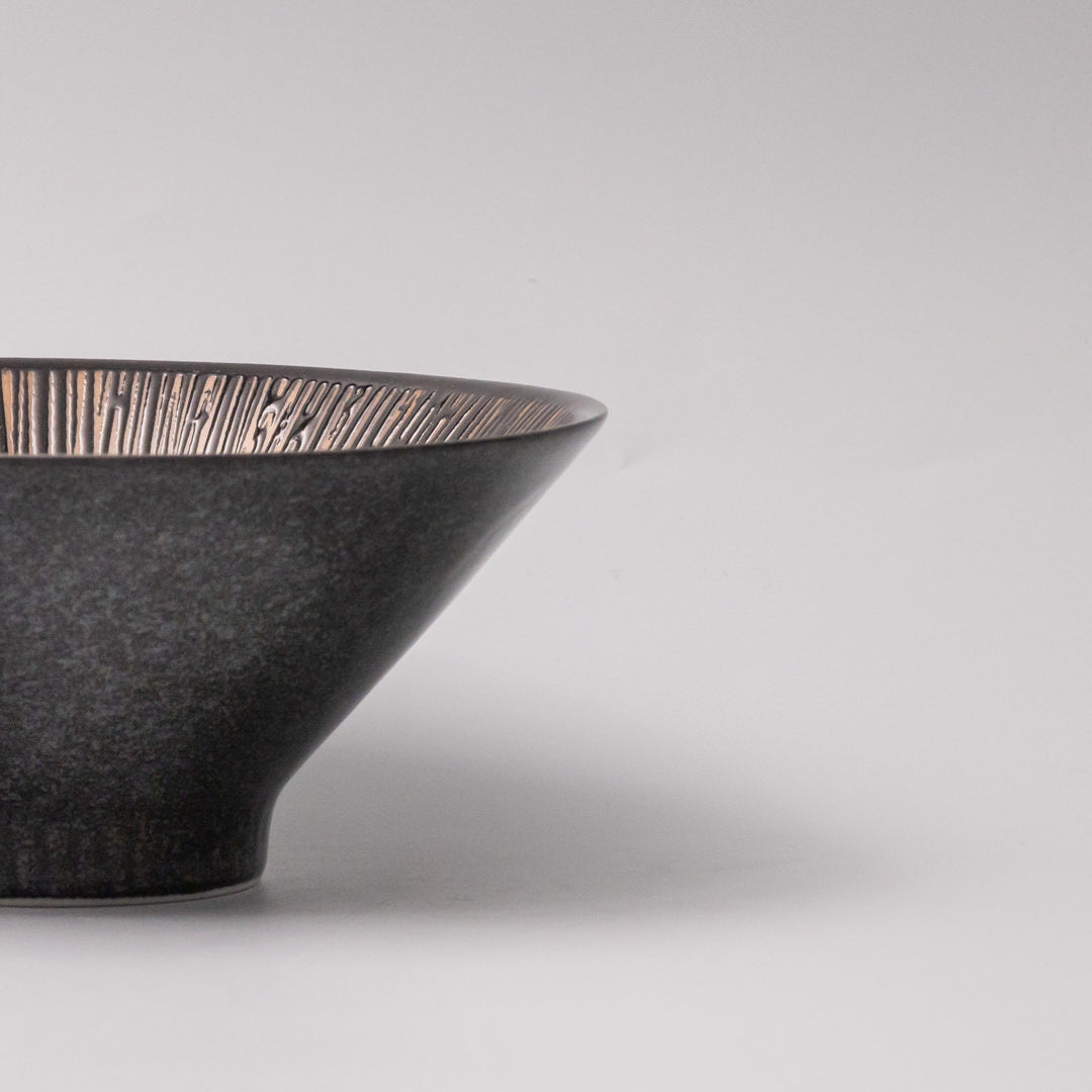 Bowl V shape 19cm Bronze Converging Line Glaze - Image 3