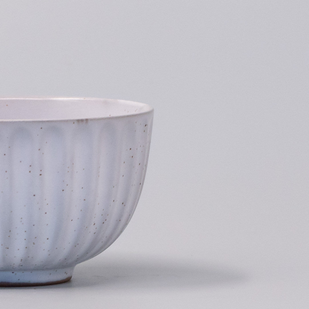 Tea Cup Ridged 150ml Speckled White - Image 2