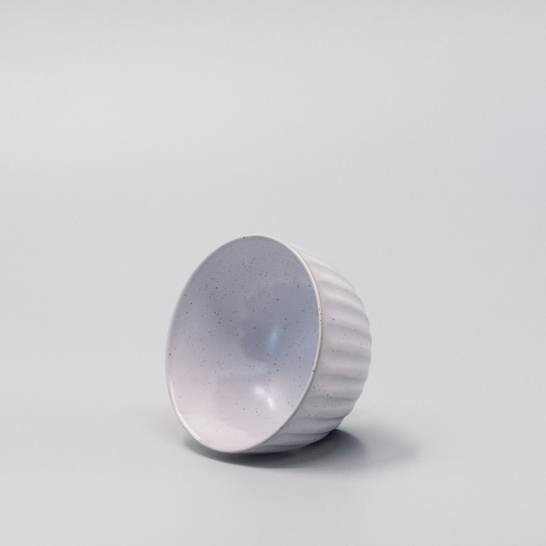Tea Cup Ridged 150ml Speckled White - Image 4