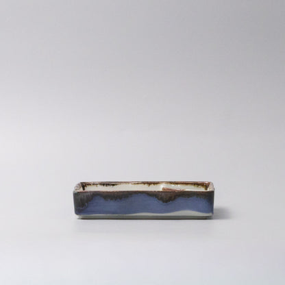 Sushi Plate Inbuilt Sauce Dish 15cm Tenmokku Edge Design - Image 4