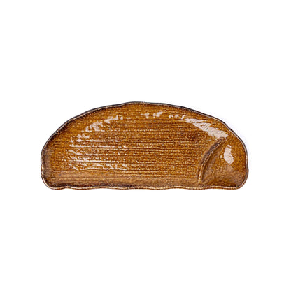 Organic Dumpling Plate 28cm Ochre Glaze - Image 2