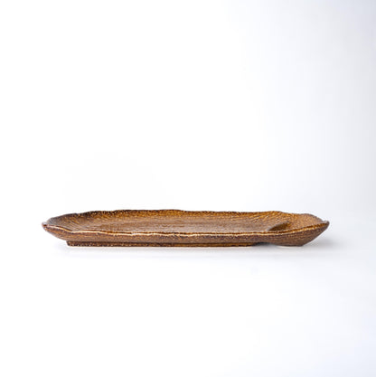 Organic Dumpling Plate 28cm Ochre Glaze - Image 3