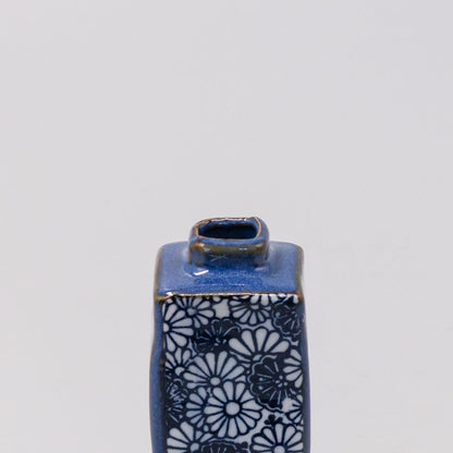 Vase Oblong Indigo Chrysanthemum - Image 3