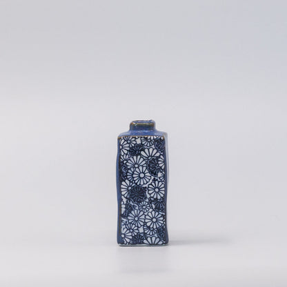 Vase Oblong Indigo Chrysanthemum - Image 4