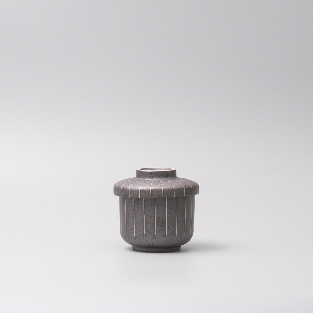 Cup Chawanmushi 170ml Matt Black Stripe Glaze - Image 3