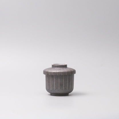 Cup Chawanmushi 170ml Matt Black Stripe Glaze - Image 3