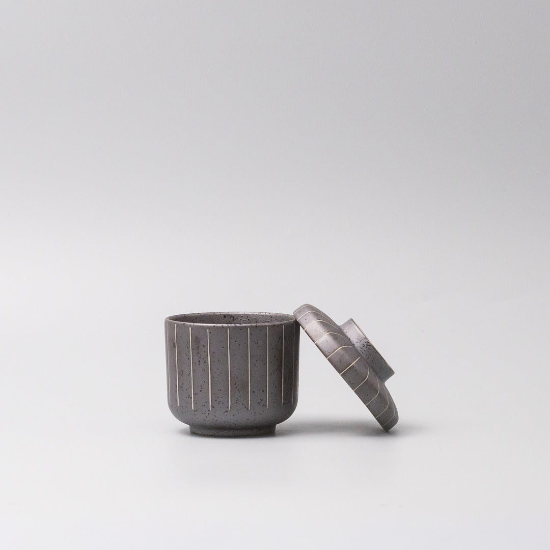 Cup Chawanmushi 170ml Matt Black Stripe Glaze - Image 5