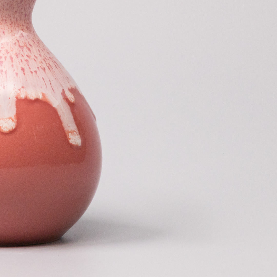 Sake Jug 300ml Pink White Drip Glaze - Image 3
