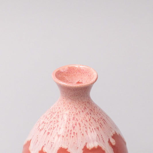 Sake Jug 300ml Pink White Drip Glaze - Image 2
