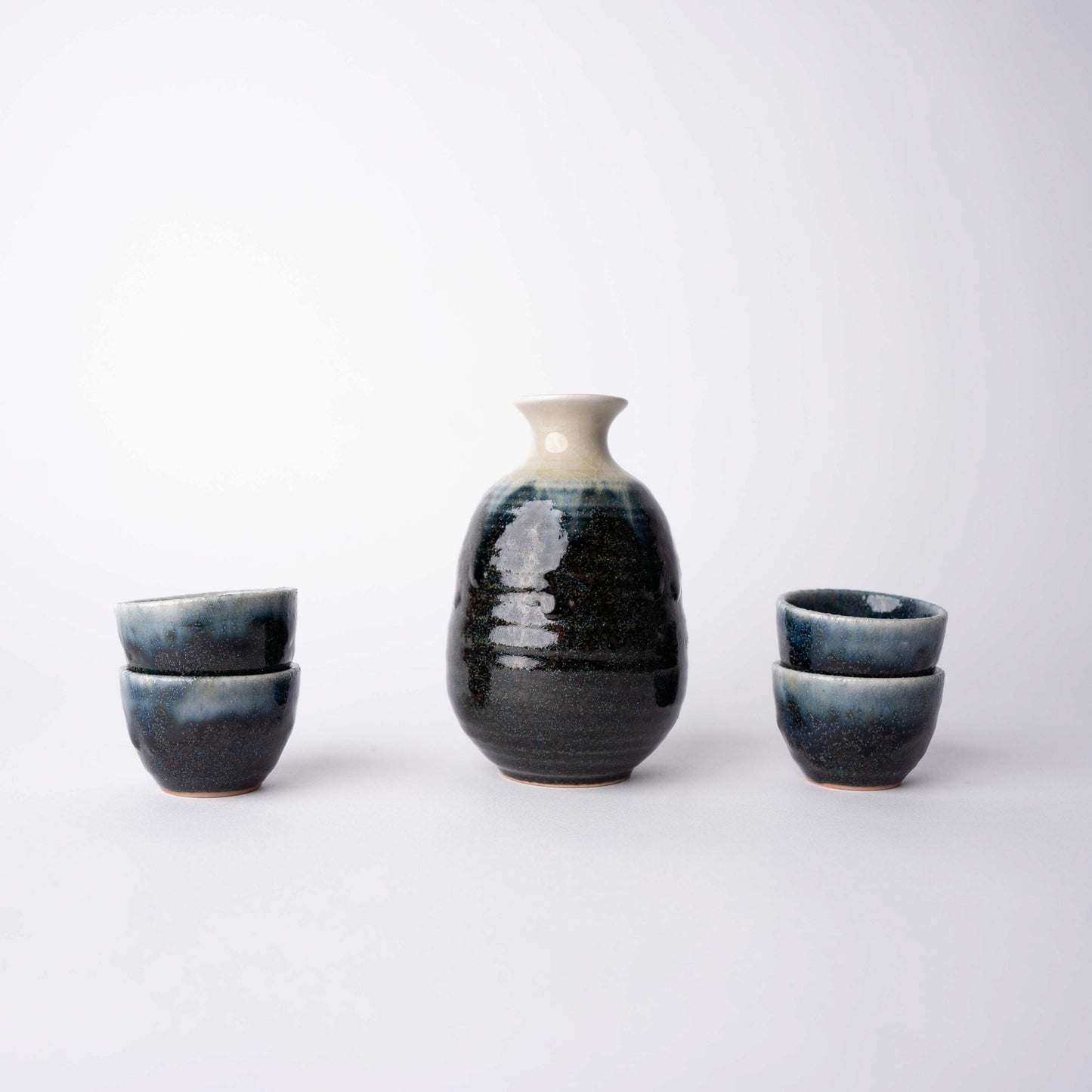 Sake Set for Four 330ml Ink Glaze - Image 3