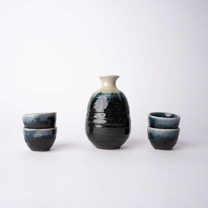 Sake Set for Four 330ml Ink Glaze - Image 3