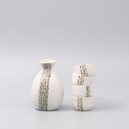 Sake Set for Four 330ml White Abacus Glaze - Image 5