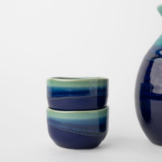 Sake Set for Four 330ml Cobalt Teal Glaze - Image 2