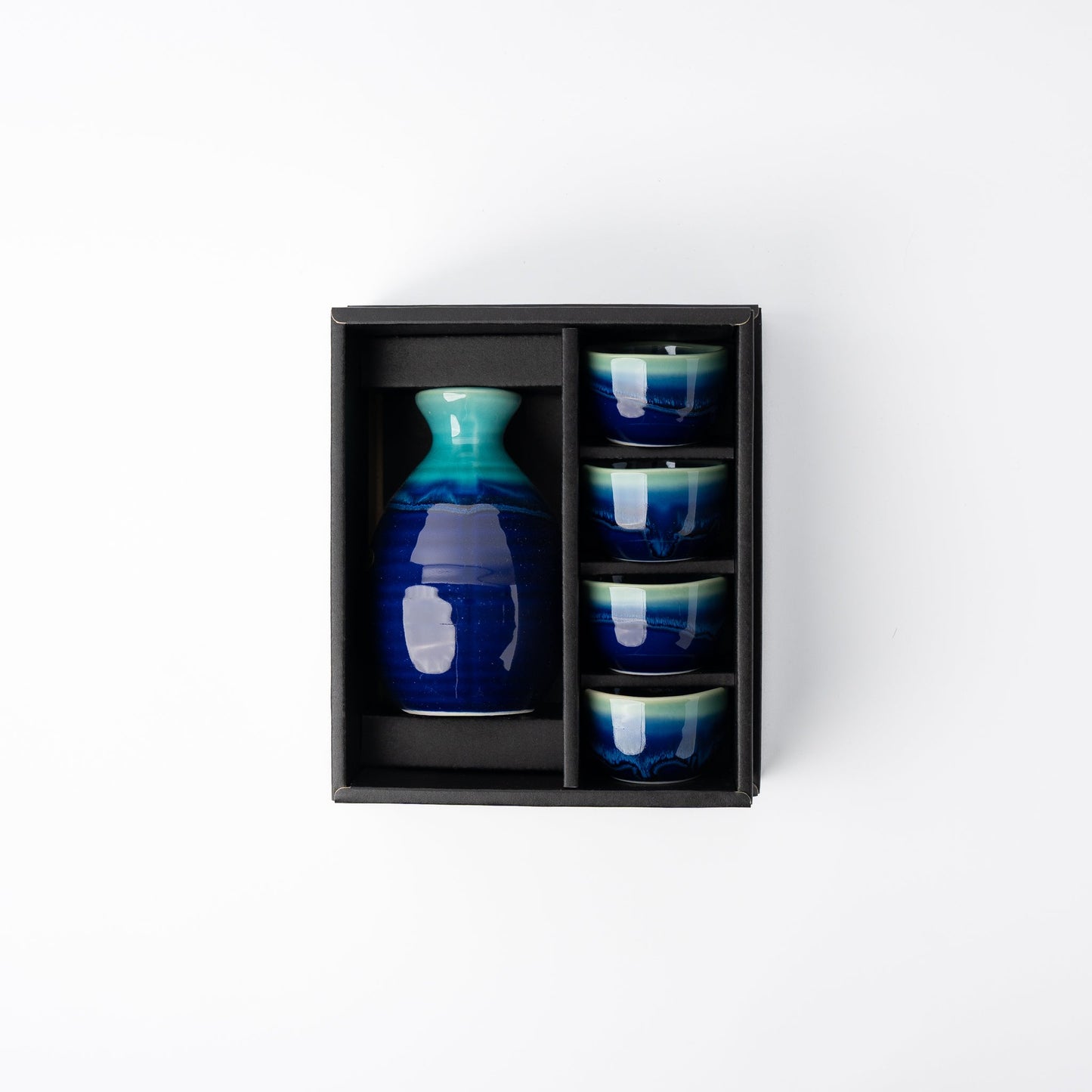 Sake Set for Four 330ml Cobalt Teal Glaze - Image 3