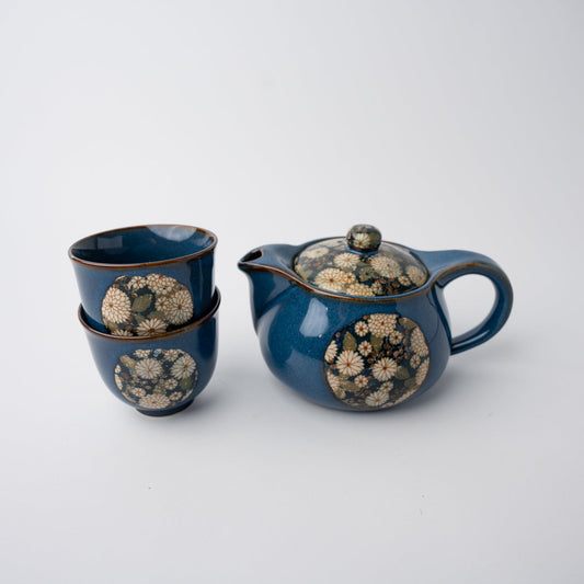 Tea Set for Two 460ml Blue Floral Design - Image 2