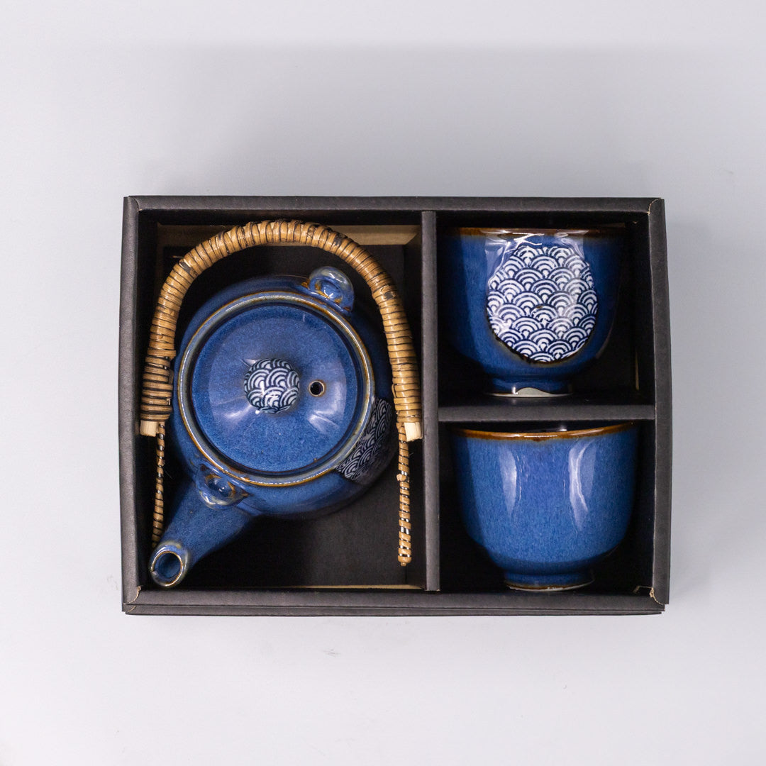 Tea Set for Two 460ml Willow Wave Design - Image 4