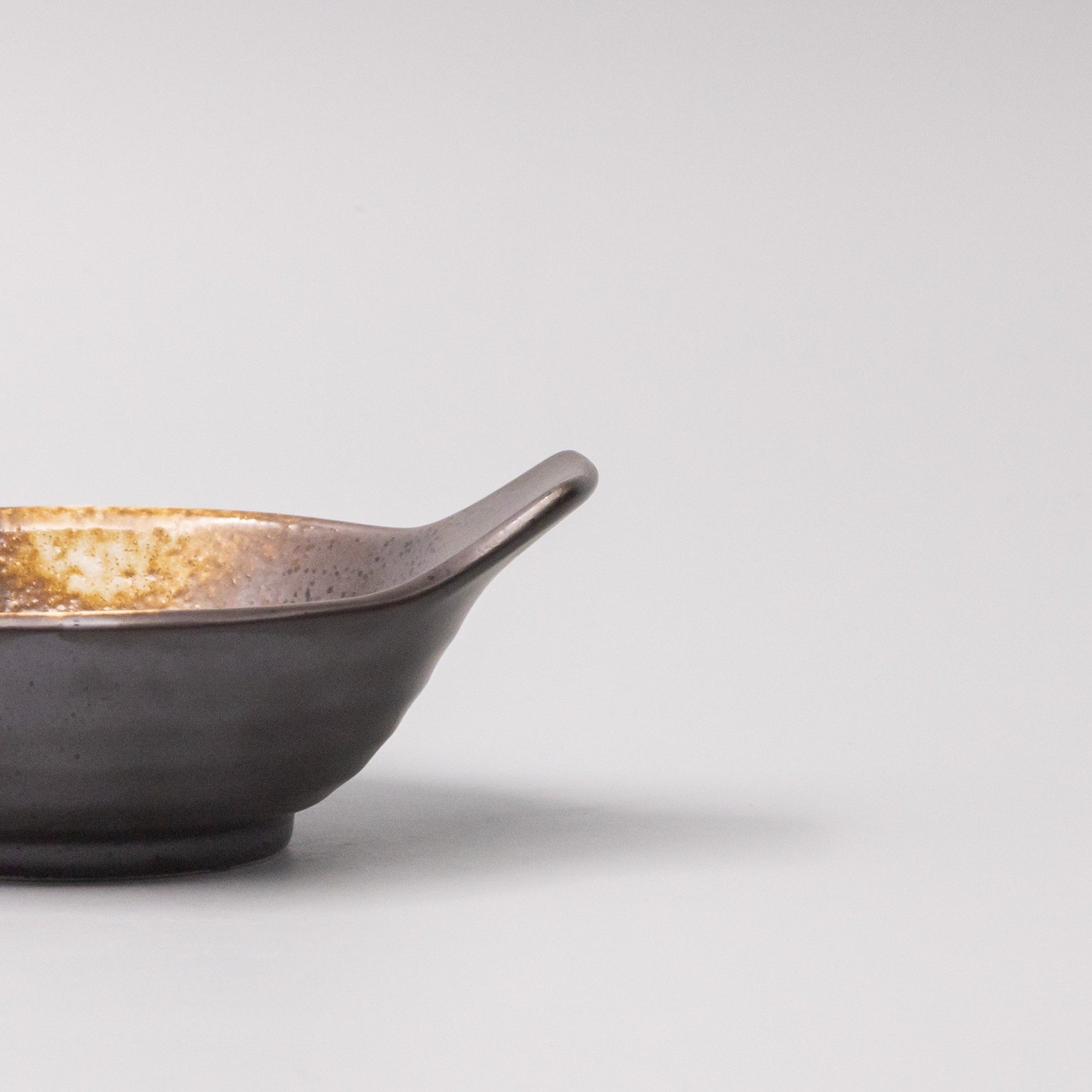 Bowl with Handle 12cm Bronze Glaze - Image 2