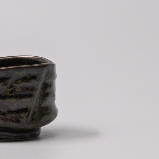 Sake Cup Moss Black Glaze - Image 2